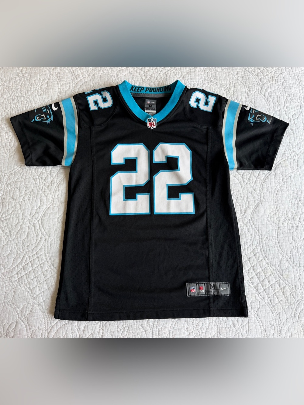 Carolina Panthers Jersey Christian McCaffrey Boys Medium Black Nike NFL Football